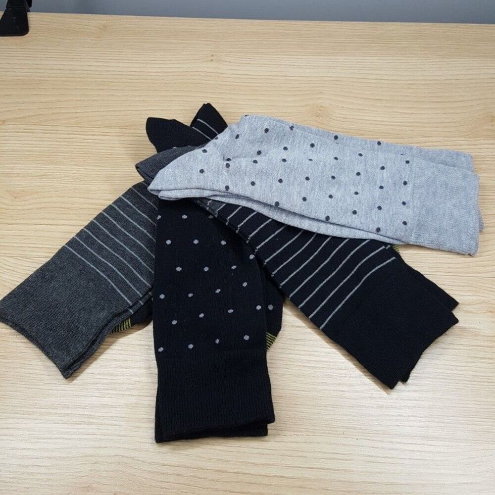 GOLD TOE Mens Dress Socks Black Gray 4-Pack Micro Dot Reinforced Toe